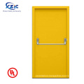 Red Color Double Leaf Swing Fireproof Steel Door Fire Safety Door With Vision Panel / Panic Bar